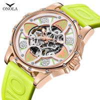 ZZOOI Fashion mens watch ONOLA high-quality hollow full-automatic mechanical watches men waterproof sports silicon tape wristwatch