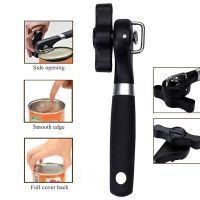 tr1 Shop Multifunction Manual Can Opener Ergonomic Anti-Slip Handles and Stainless Steel Design. (Multi Function 6 In 1) (Color: Black)