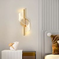 Nordic LED Wall Lamp Woodgrain S Type Acrylic Bedroom Bed Hallway Living Room Balcony Dressing Table Decorative Wall Lamp