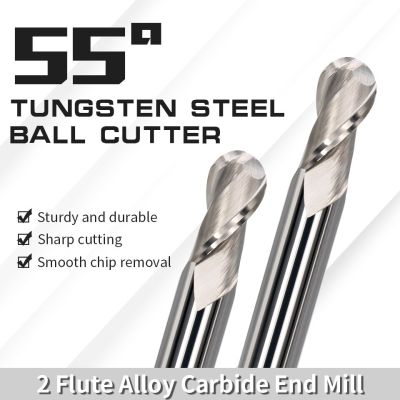 Augusttools HRC55 Ball Nose End Mills 2 ขลุ่ยกัดตัดคาร์ไบด์สําหรับอลูมิเนียม PVC CNC Router Bit เครื่องมือ 4/6/8/10/12mm Shank