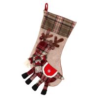 Christmas Stockings Christmas Plaid Burlap Gift Box Christmas Tree Decoration New Year Gift Candy Bag Christmas Fireplace Decorations