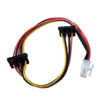 【YF】 ATX Motherboard 4pin to 2-Port Serial ATA SATA Hard Drive Adapter Power Cable for Lenovo IPC   Tax Controller 18AWG