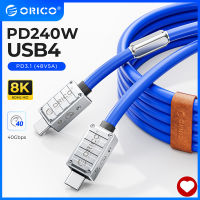 สายเคเบิล USB C สายชาร์จเร็ว PD240W ที่ชาร์จแอนดรอยด์สายซิลิโคนเหลว ORICO Type C ถึง C 40Gbps สายเคเบิลวันที่เข้ากันได้กับ Galaxy S7 S6 Edge Note 9 Kindle,โทรศัพท์ Xiaomi แอนดรอยด์-แดง/น้ำเงิน/ส้ม