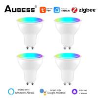 Tuya Zigbee WiFi GU10 Spotlight Smart Home Light Bulb RGB+CW Smart Life App Remote Control Work with Alexa Home Alice