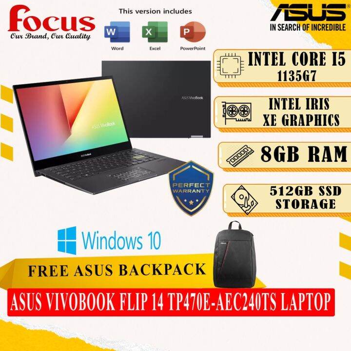 ASUS VIVOBOOK FLIP 14 TP470EAEC240TS LAPTOP (i51135G7/8GB/512GB SSD
