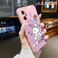 Jlingji เคสสำหรับ Realme 9i 5G Realme 10 5G 10T 10 PRo 5G 10 Pro + 10 Pro Plus เคสเค้กขอบกระต่ายดีไซน์ใหม่สี่เหลี่ยมเคสมือถือบางๆเคสฝาปิดเลนส์กล้องกันกระแทกกันกระแทกกันกระแทก