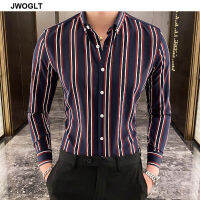 Autumn New Korean Fashion Casual Button Down Shirt Men Design nd Slim Fit Man Shirts Long Sleeve Striped Shirts