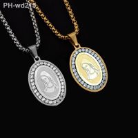 Classic Round Virgin Mary Pendant Necklace Religious Hip Hop Mens Jewelry Womens Anniversary Birthday Party Holiday Gifts