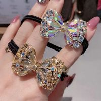 ✸ High-grade Korean Crystal Metal Bows High Elastic Hair Bands New Rope Tie Flash Diamond rubber Accessories for Women