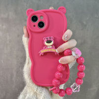 เคสศัพท์ลายการ์ตูนสตรอเบอรี่หมี for 11121314promax สร้อยข้อมือเคสศัพท์ผู้หญิงแบบด้าน