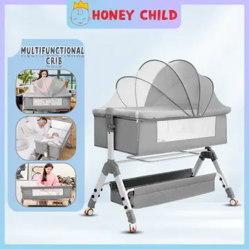 Baby Cot Bed baby side bed Folding baby bed portable crib katil bayi boleh  lipat katil baby full set craddle 婴儿床 嬰兒床 搖籃床