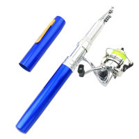 Portable Pen Shape Fishing Rod Telescopic Aluminum Alloy Fishing Pole + Metal Fishing Reel Spinning Reel