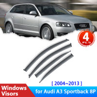 รถด้านข้าง Windows Visors สำหรับ Audi A3 Sportback 8P 2004 ~ 2013อุปกรณ์เสริม2006 2012 Deflectors Rain Eyebrow Guards Sun Visor ควัน