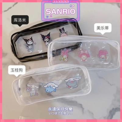 ซีรีส์ SANRIO กระเป๋าใส่ดินสอ DIY ใสกล่องดินสอ1ชิ้น,กล่องดินสอ PVC กันน้ำน่ารักเมโลดี้ซินนามอโรลปอมพูรินจุของได้เยอะกระเป๋าเก็บของข้อความ