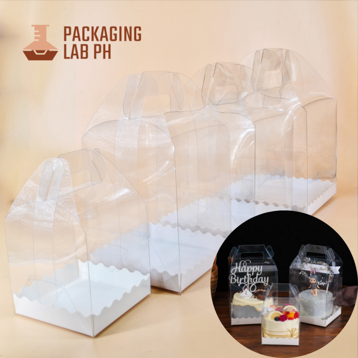[10pcs] Clear Acetate Cake Box with Handle / Clear Mini Cake Box