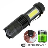 Mini Rechargeable LED Flashlight Use XPE COB Lamp Bead Double Light Source Flashlight for Adventure Camping Fishing Rechargeable  Flashlights