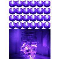 ↂ D2 12/24Pcs Purple Submersible LED Lights Waterproof Tea Lights Flameless Tealight LED Floral Tea Light for Party Wedding Pool