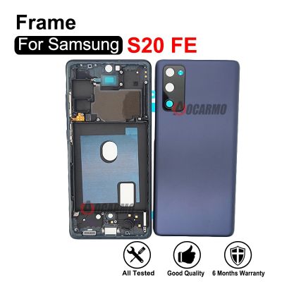 สำหรับ Galaxy S20 FE G7810กรอบกลาง + ปุ่มด้านข้างและฝาหลังที่มีส่วนอะไหล่กรอบกล้อง