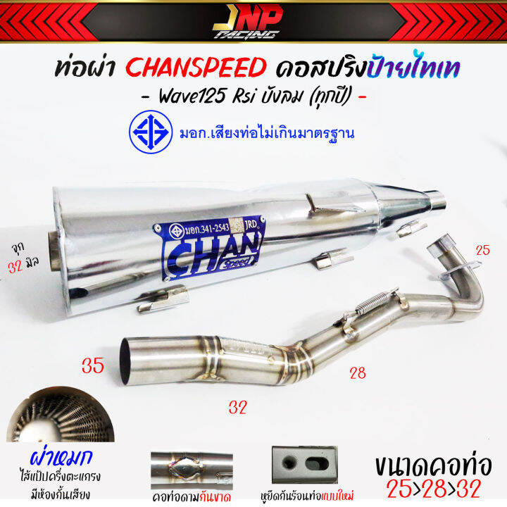 ท่อผ่าดัง-ปลายชุบเลส-จุกโต-เวฟ125-คอไล่สปริง25-35-งานchanspeed-wave125เก่า-rsiบังลม-คาร์บู