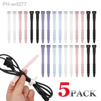 5Pcs Silicone Phone Data Cable Winder Desk Earphone Clip Organizer Cable Tie For Mouse Headphone Charger Cord Holder Strap 2022