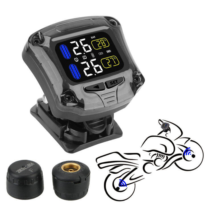 External Sensors LCD Screen Display Motorcycle Tire Pressure Sensor