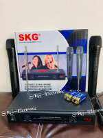 ไมค์ลอยคู่ SKG รุ่น SK-803 WIRELESS MICROPHONE พร้อมเครื่องรับสัญญาณ ไมโครโฟนดูดเสียงดีมาก ไม่ซ่า ไมค์โครโฟน ประกัน 1 ปี