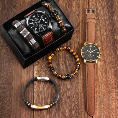 （A Decent035）นาฬิกาสำหรับผู้ชายชุดสร้อยข้อมือนาฬิกาข้อมือ Man2022Sets Beadson HandBox Relogio Masculino