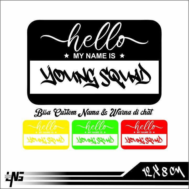 Stiker HELLO My Name Is Black / Sticker Printing glossy Waterproof ...