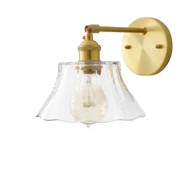 nordic-simple-brass-glass-wall-lamp-japanese-retro-model-room-restaurant-bedroom-bedside-ho-small-umbrella-wall-lamp