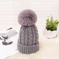 Thick Warm Winter Knitted Womens Hat Girls Big Pompom Solid Color Twist Beanies Hat Wool Outdoor Ski Caps Gorras For Women