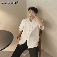 MAYCHEER   เสื้อเชิ้ตแขนสั้นผู้ชาย,เสื้ออเนกประสงค์หลวมลำลองฤดูร้อนแฟชั่น