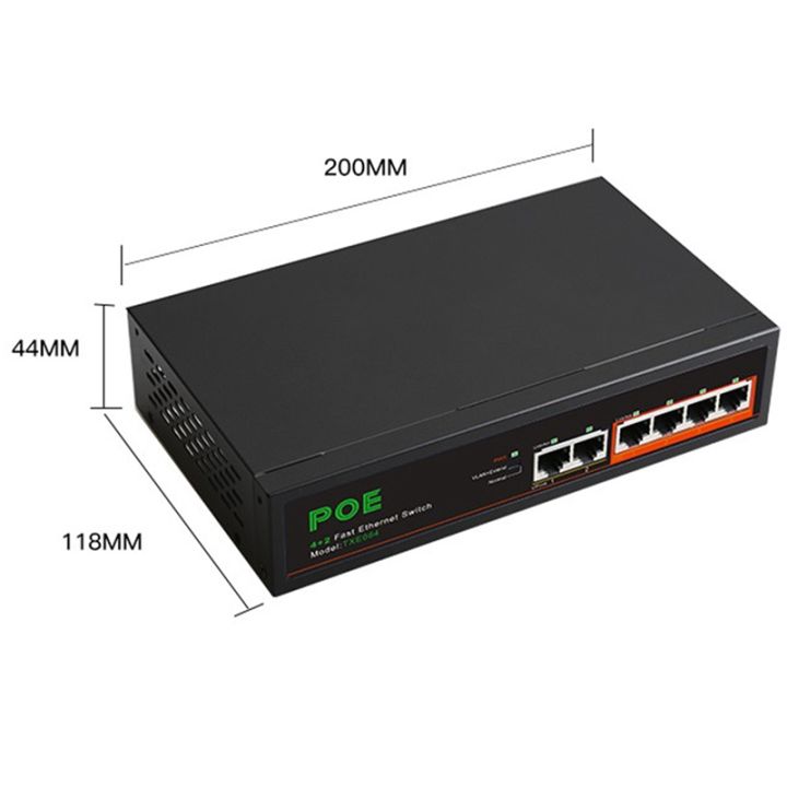 6-port-100mbps-poe-switch-network-switch-network-splitter-metal-black-with-vlan-function-for-surveillance-cameras