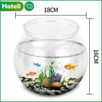 【HATELI】18ซม.สีขาว Aquarium พลาสติกโปร่งใสรอบ Aquarium ห้องนั่งเล่นในครัวเรือน Anti-Fall ถังปลาทอง