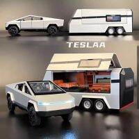 A132 Tesla Cyberpunk Pickup RV รุ่นของเล่นรถรุ่น Diecast โลหะของเล่นรถเสียงผู้ใหญ่ของขวัญเด็ก CollectionM