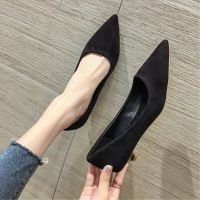 SLHJC Spring Autumn Women Low Heel Shoes Slip On Pointed Toe Lady Office OL Work Pumps 3 CM Heels Shoes