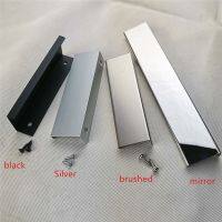 Black Silver brushed mirror Hidden Cabinet Handles Stainless steel  Kitchen Cupboard Pulls Drawer Knobs  Furniture Handle Drills Drivers