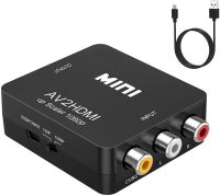 HD 1080P RCA AV ไปยังตัวแปลง HDMI Mini AV เป็น HDMI คอมโพสิต RCA CVBS อะแดปเตอร์ภาพและเสียงสำหรับ PS2/3 VCR DVD ไปยังทีวีด้วยสาย USB