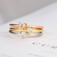 {BUSA Fashion Accessories} ZHOUYANG Dainty แหวนผู้หญิง Minimalist Sweet Heart Zircon Gold สีบางแหวนข้อเสนอของขวัญแฟชั่นเครื่องประดับ KBR014