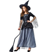 ? Popular Clothing Theme Store~ Company Annual Party Costume Spider Queen Skirt Witch Long Dress Halloween Costume Bar Nightclub