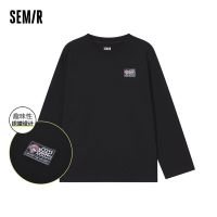 Semir เสื้อยืดแขนยาวผ้าฝ้ายบริสุทธิ์ผู้หญิงแยกออกแบบ2023ฤดูใบไม้ผลิใหม่เสื้อยืดคลุมสะโพกผู้หญิงสีขาวทุกการแข่งขันJH