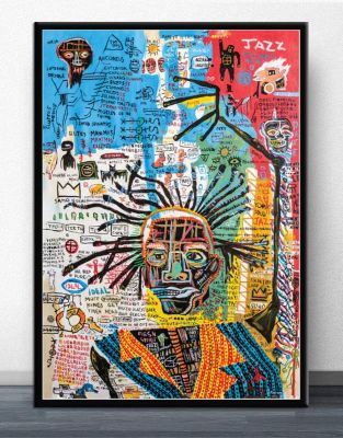 Basquiat โปสเตอร์กราฟฟิตีสตรีทพิมพ์ลายโมเดิร์นสตรีทศิลปินภาพวาดผ้าใบ Banksy ผนังศิลปะวินเทจภาพห้องนั่งเล่นตกแต่งบ้าน XcmUnframed-Q San
