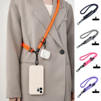 สายชาร์จมือถือสามารถปรับได้เส้นผ่านศูนย์กลาง1ซม. เคสกลางแจ้งแบบสากลพาดลำตัวกระเป๋าสะพายไหล่คอคลิปหนีบสายแขวนป้องกันการสูญหายสายรัดข้อมือ