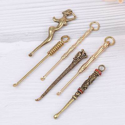 1pc Ear Spoons Retro Brass Dragon Portable Ear Cleaning Tool Ear Pick Ear Wax Remover Curette Cleaner Keychain Pendants