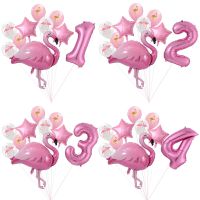 Giant Flamingo Foil Balloon Set 30Inch Pink Number Balloons 1 2 3 4 5 6 7 8 9 Years Old Girl Birthday Party Baby Shower Decor Ki Balloons