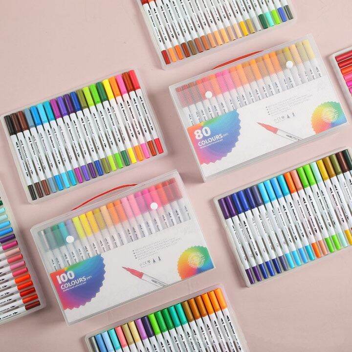 12-120 Colors Markers for Drawing Dual Tip Brush Pens Fineliners Color Pen  Art Markers for Painting School Art Supplies