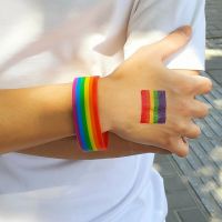 Silicone Rainbow Pride Bracelet Mutilayered Rubber Gay LesbianJewelry Unisex LGBT Rainbow Wristband Replacement Parts