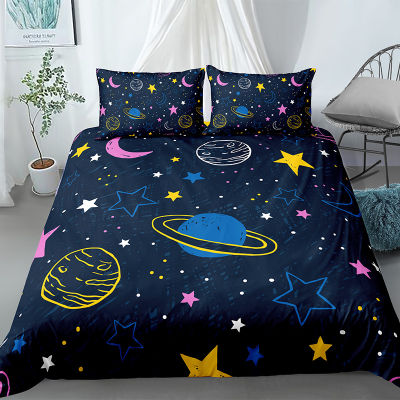 Night Duvet Cover Set Star Filled Dark Sky Bedding Sets Home Decoration Sun and Moon Quilt Covers Pillowcase Drop Shipping