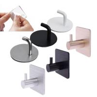 Self-Adhesive Wall Hooks Towel Holder Hook Stainless Steel Rustproof Waterproof Towel Clothes Hanging Bathroom Accessories Clothes Hangers Pegs