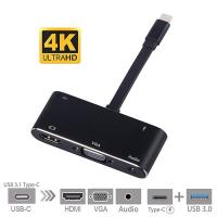 ❁⊕ USB C to HDMI Adapter 4K 5 in 1 Type-C to HDMI/VGA/ Audio/USB 3.0 Port USB C