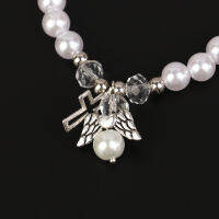 Olliles 1PC Simple Pearl Angel CROSS สร้อยข้อมือทารกอาบน้ำโปรดปราน christening Bracelet